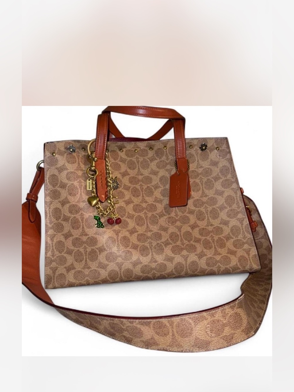 Coach Brown Signature monogram Charlie Carryall tote